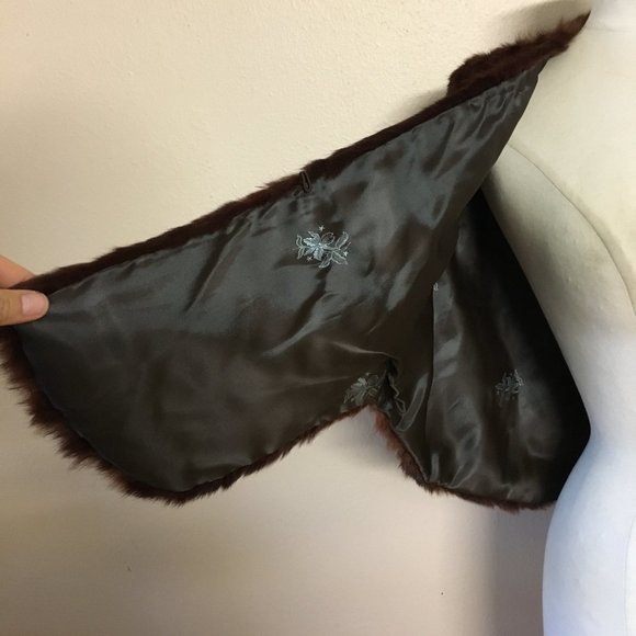 Vintage Fur Salon Striplings Dark Brown Rabbit Fur Cape Shawl cover Formal party - Picture 12 of 14